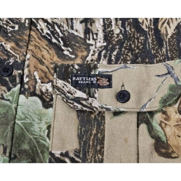 VTG Rattlers Brand Chamois Realtree Camo Shirt Men's Medium Hunting Button Up - Picture 6 of 10